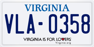 VA license plate VLA0358