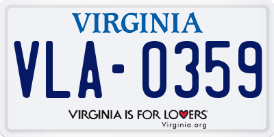 VA license plate VLA0359