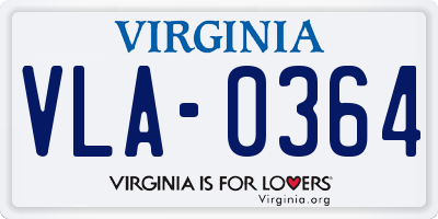 VA license plate VLA0364