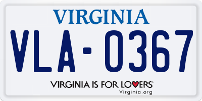 VA license plate VLA0367