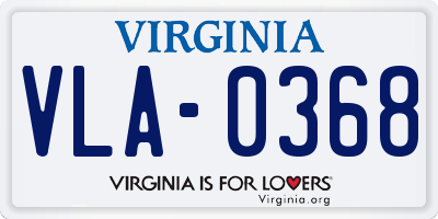 VA license plate VLA0368