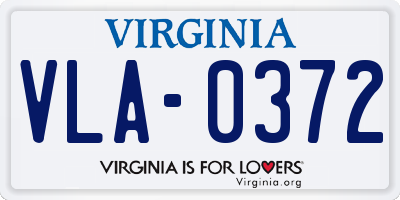 VA license plate VLA0372