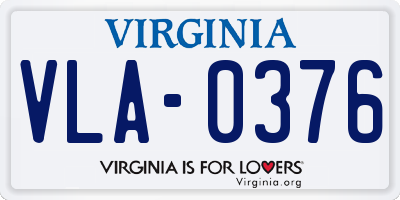 VA license plate VLA0376