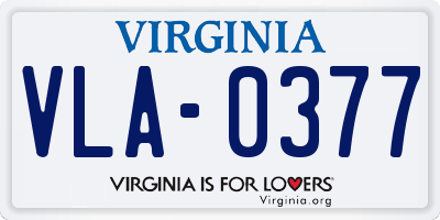 VA license plate VLA0377