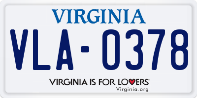 VA license plate VLA0378