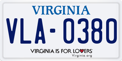 VA license plate VLA0380