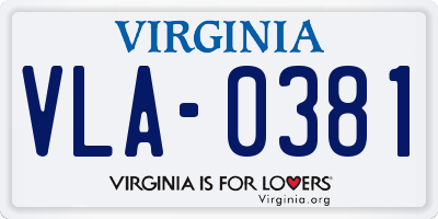 VA license plate VLA0381
