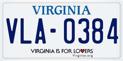 VA license plate VLA0384
