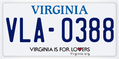 VA license plate VLA0388