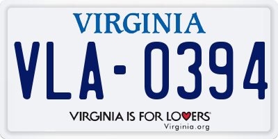VA license plate VLA0394