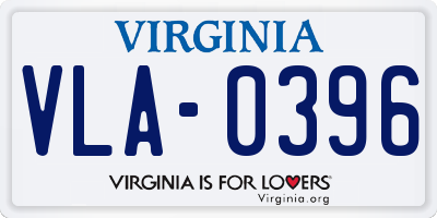 VA license plate VLA0396