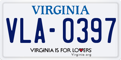 VA license plate VLA0397