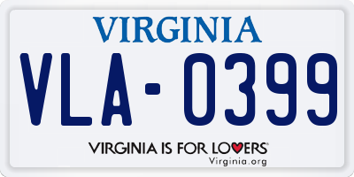 VA license plate VLA0399