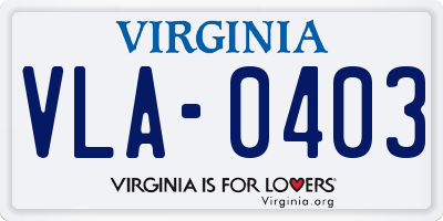 VA license plate VLA0403