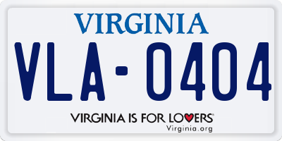 VA license plate VLA0404