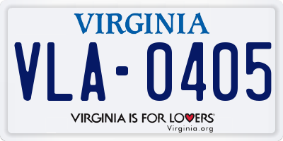 VA license plate VLA0405