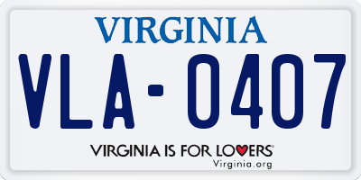 VA license plate VLA0407