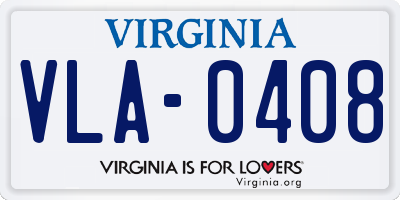 VA license plate VLA0408