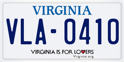 VA license plate VLA0410