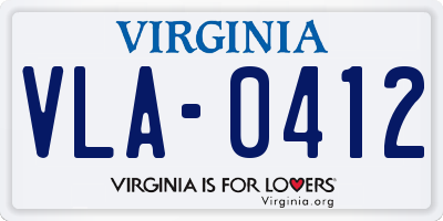 VA license plate VLA0412