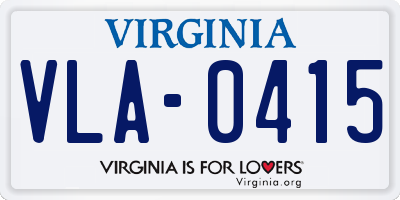VA license plate VLA0415