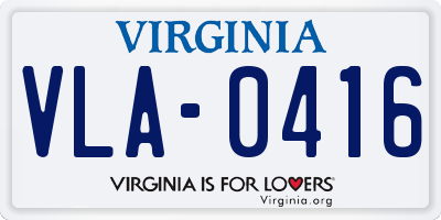 VA license plate VLA0416