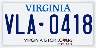 VA license plate VLA0418