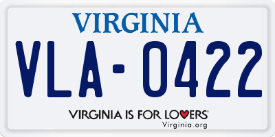 VA license plate VLA0422