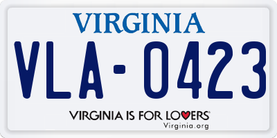 VA license plate VLA0423