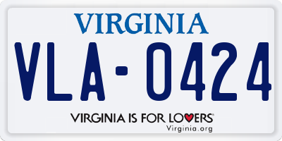 VA license plate VLA0424