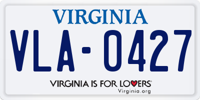 VA license plate VLA0427