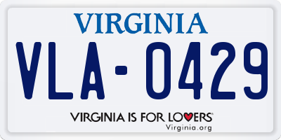 VA license plate VLA0429