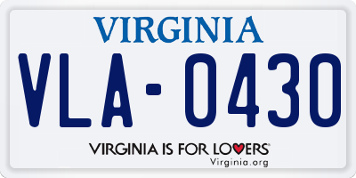 VA license plate VLA0430