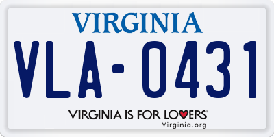 VA license plate VLA0431