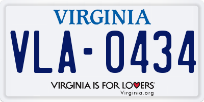 VA license plate VLA0434