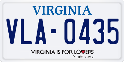 VA license plate VLA0435