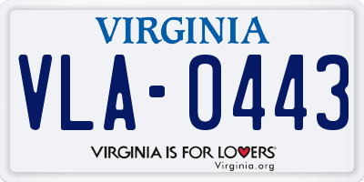 VA license plate VLA0443
