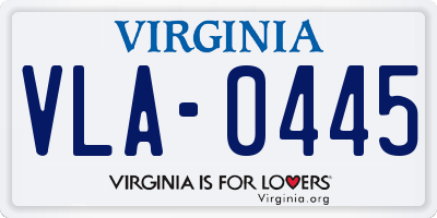 VA license plate VLA0445