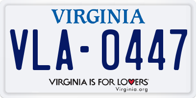 VA license plate VLA0447