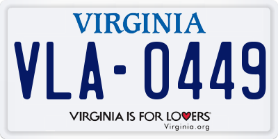 VA license plate VLA0449