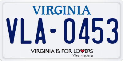 VA license plate VLA0453
