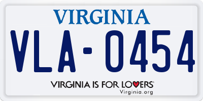 VA license plate VLA0454