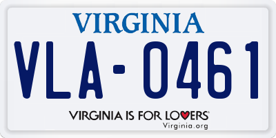 VA license plate VLA0461