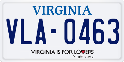VA license plate VLA0463
