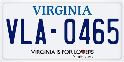 VA license plate VLA0465