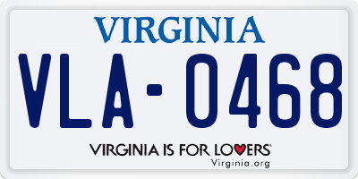 VA license plate VLA0468