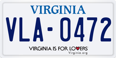 VA license plate VLA0472