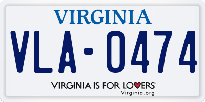 VA license plate VLA0474