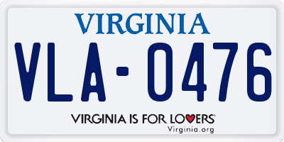 VA license plate VLA0476