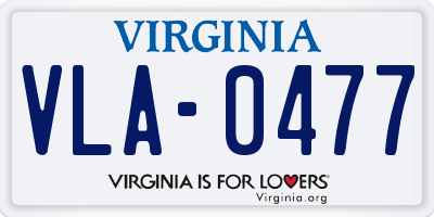 VA license plate VLA0477